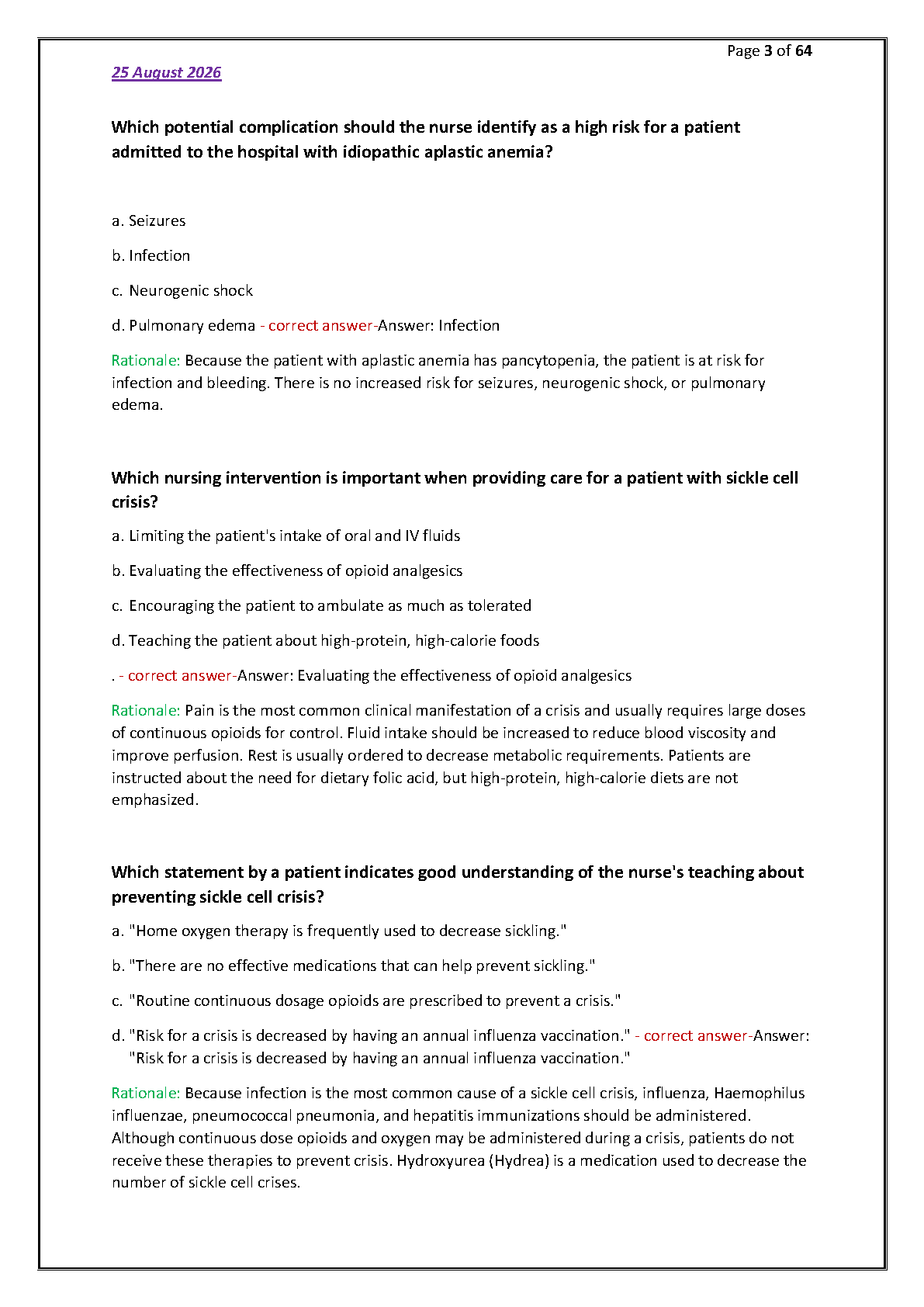 NURS 435 Anemia Test Bank and Verified Rationales IMG-3