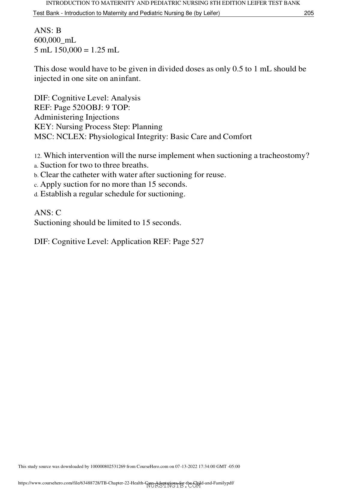 Leifer Pediatric Nursing Test Bank 2026/2027 Solutions IMG-3