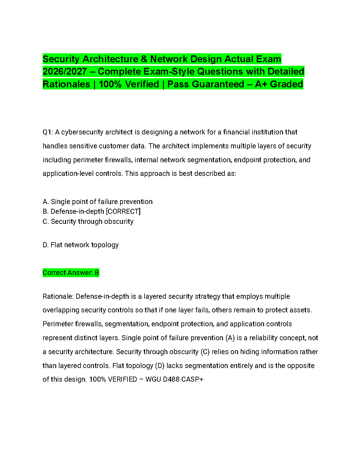 CompTIA CASP+ D488 Exam Prep and Verified Answers Guide
