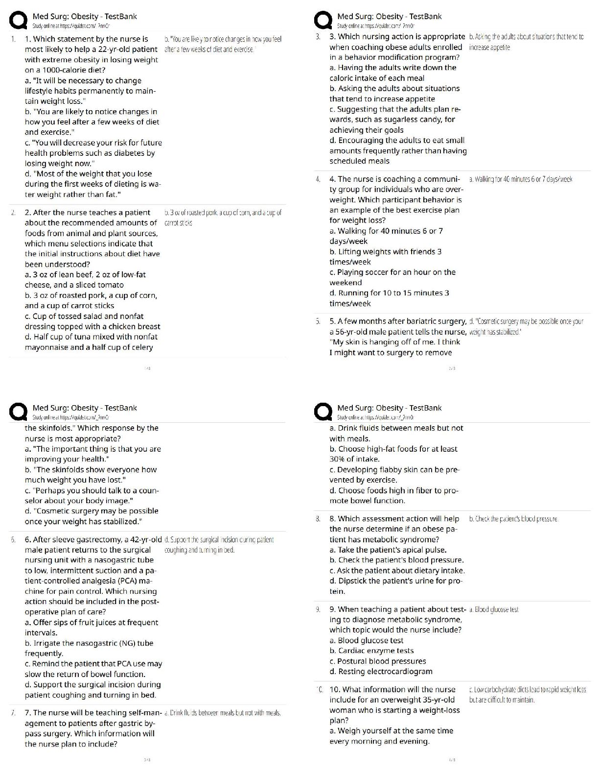 Obesity Med Surg Test Bank Lewis Ch 40 Questions and Answers IMG-1