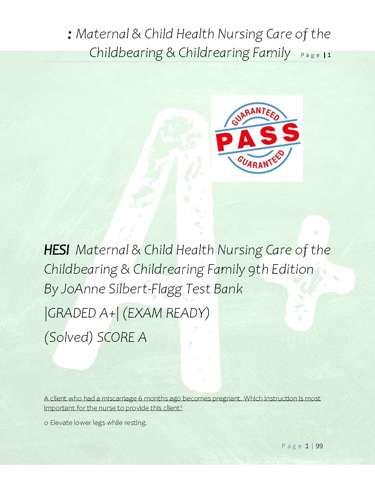 HESI Maternal Child Health Test Bank 2026/27