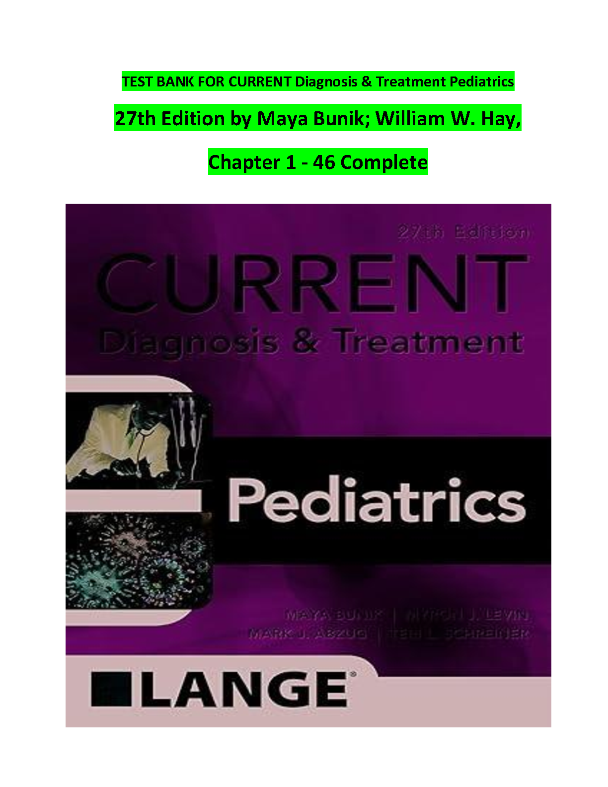 Pediatrics Test Bank 2026/27