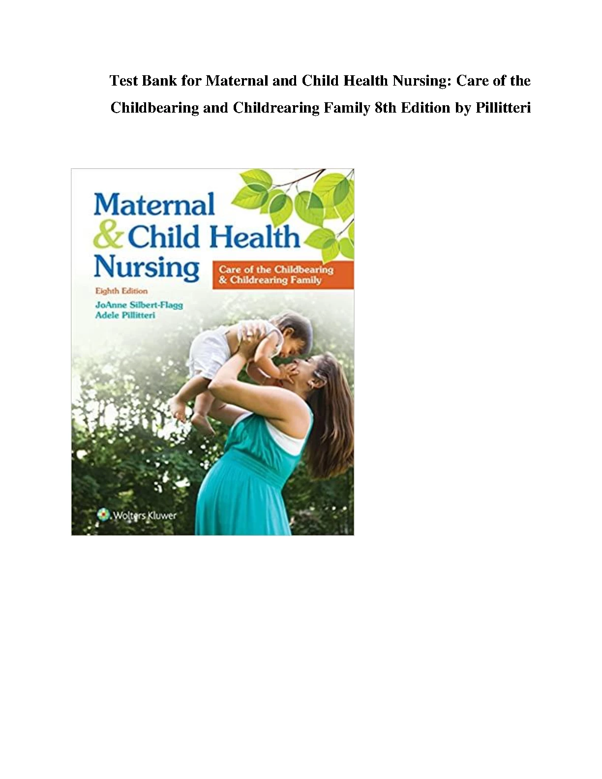 MCH Nursing Test Bank Silbert Flagg 8th Edition IMG-1