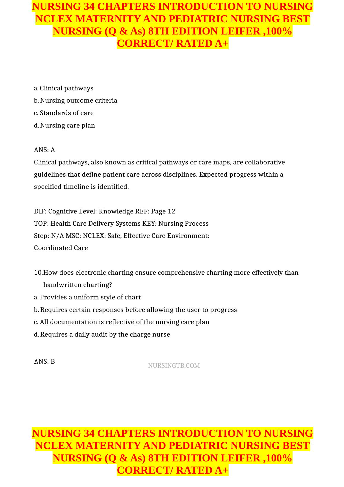 Nursing NCLEX Maternity Pediatric Test Bank Leifer 2026/27 IMG-3