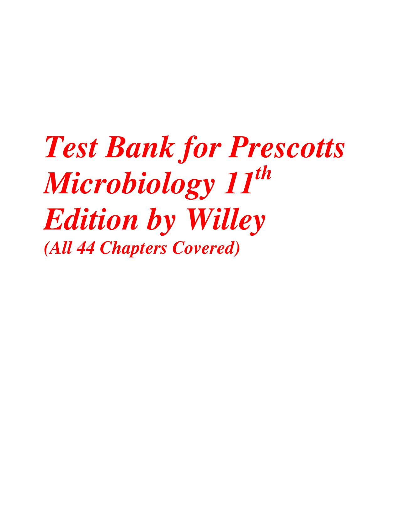 Prescotts Microbiology 11th Edition TEST BANK