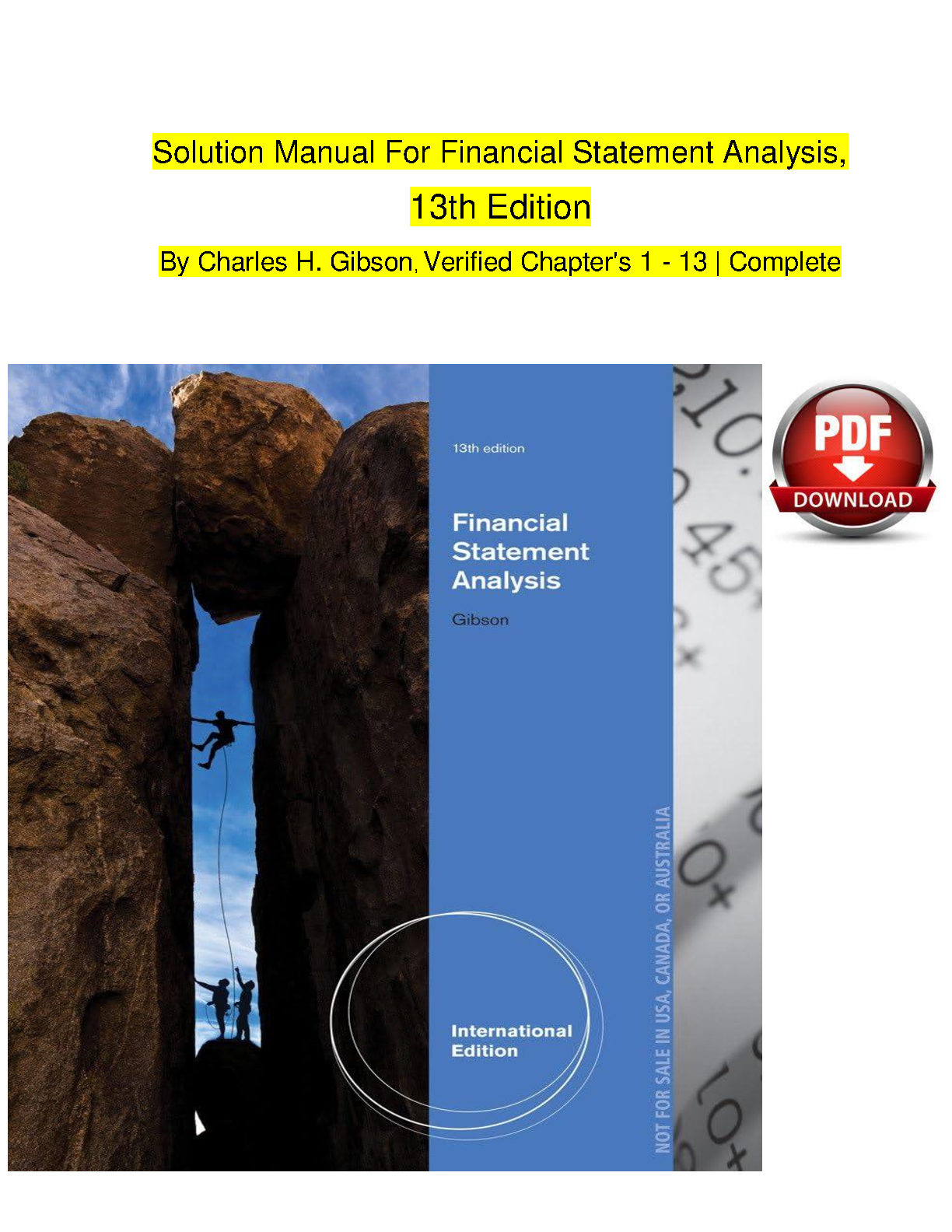 Financial Statement Analysis 13th Edition Solution Manual
