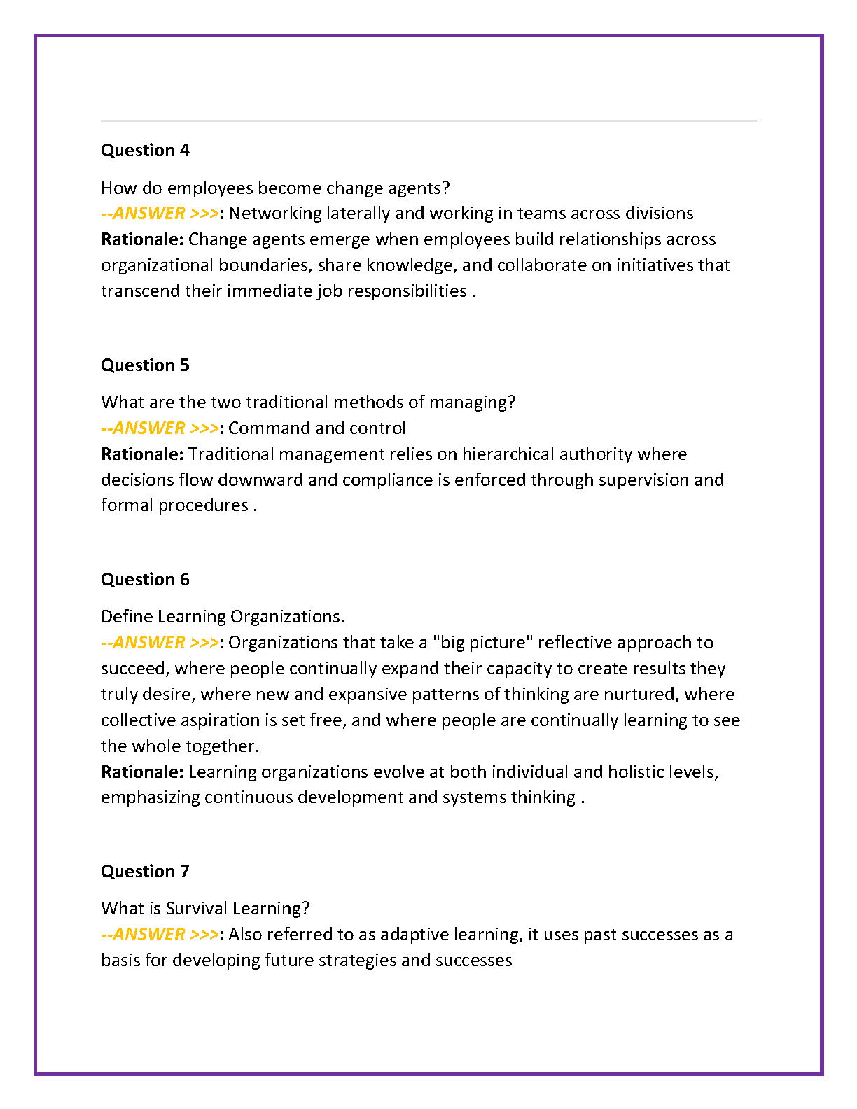 WGU C721 Change Management Exam Questions & Answers