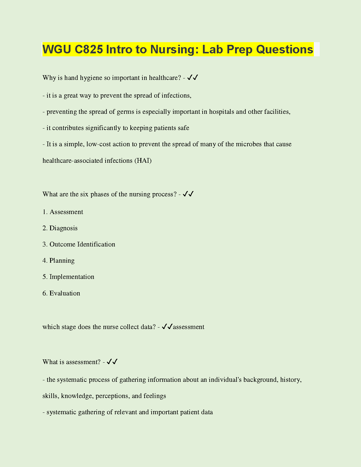 WGU C825 Intro to Nursing Lab Prep Questions 2024-2025 IMG-1