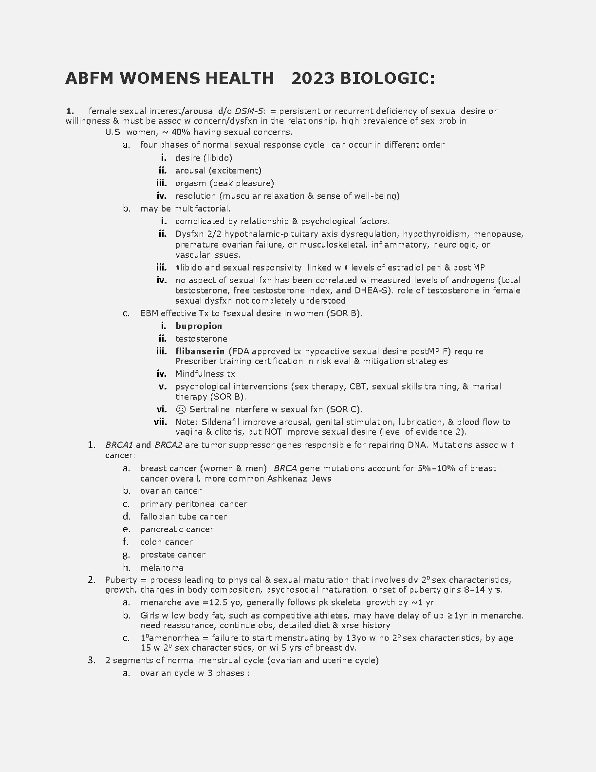 ABFM Women's Health Guide: Sexual Cycle and BRCA Studies 2026/27 IMG-1