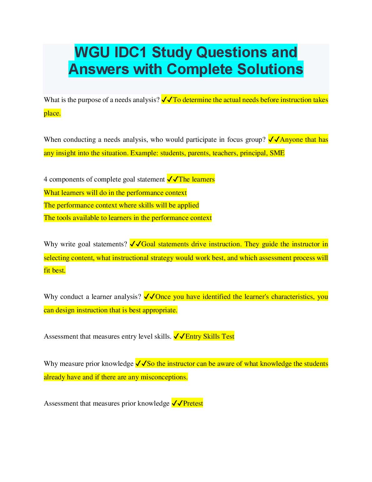 WGU IDC1 Study Guide with Answers 2024/2025 Exam Prep