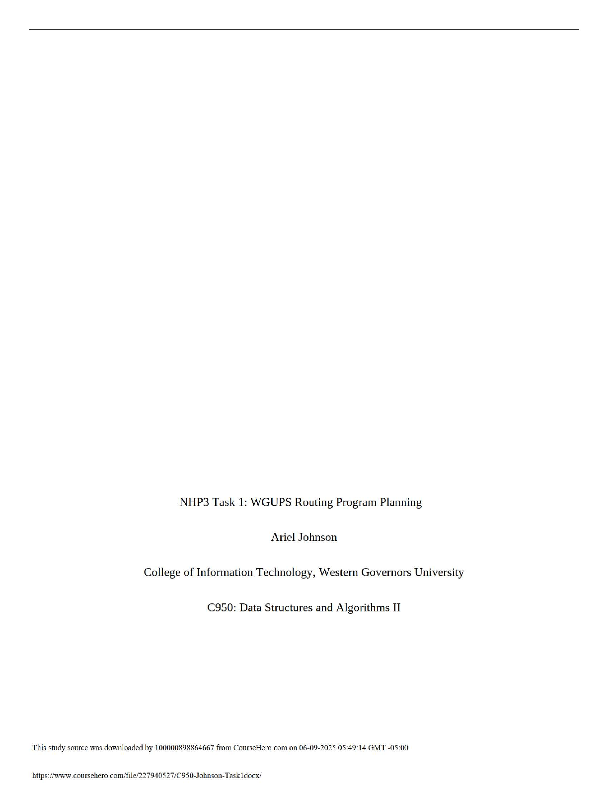 C950 NHP3 Task 1 WGUPS Routing Plan Guide IMG-1