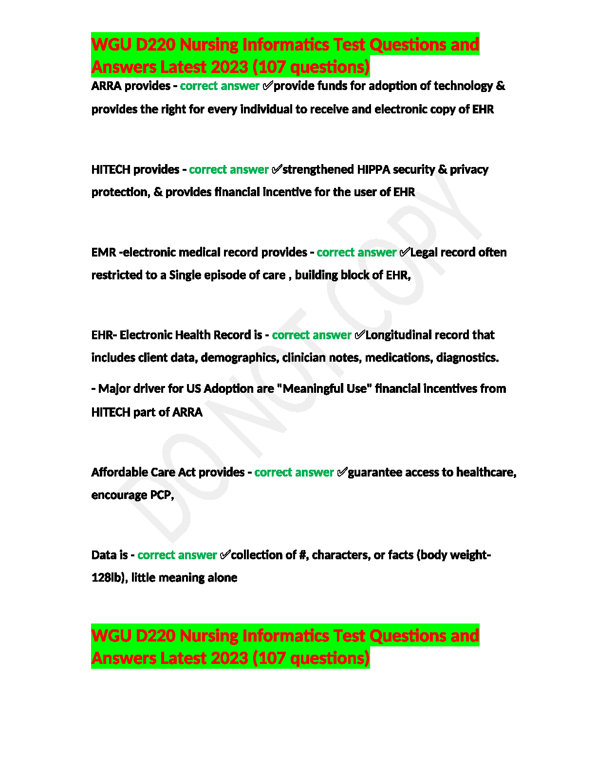 WGU D220 Nursing Informatics Test Bank 2023 IMG-3