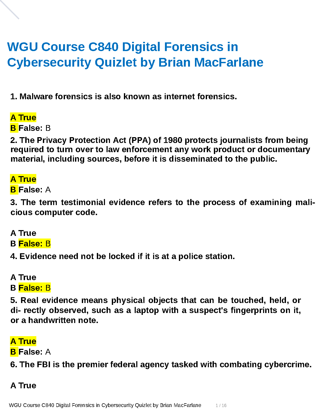 WGU C840 Digital Forensics Test Bank Solutions IMG-1
