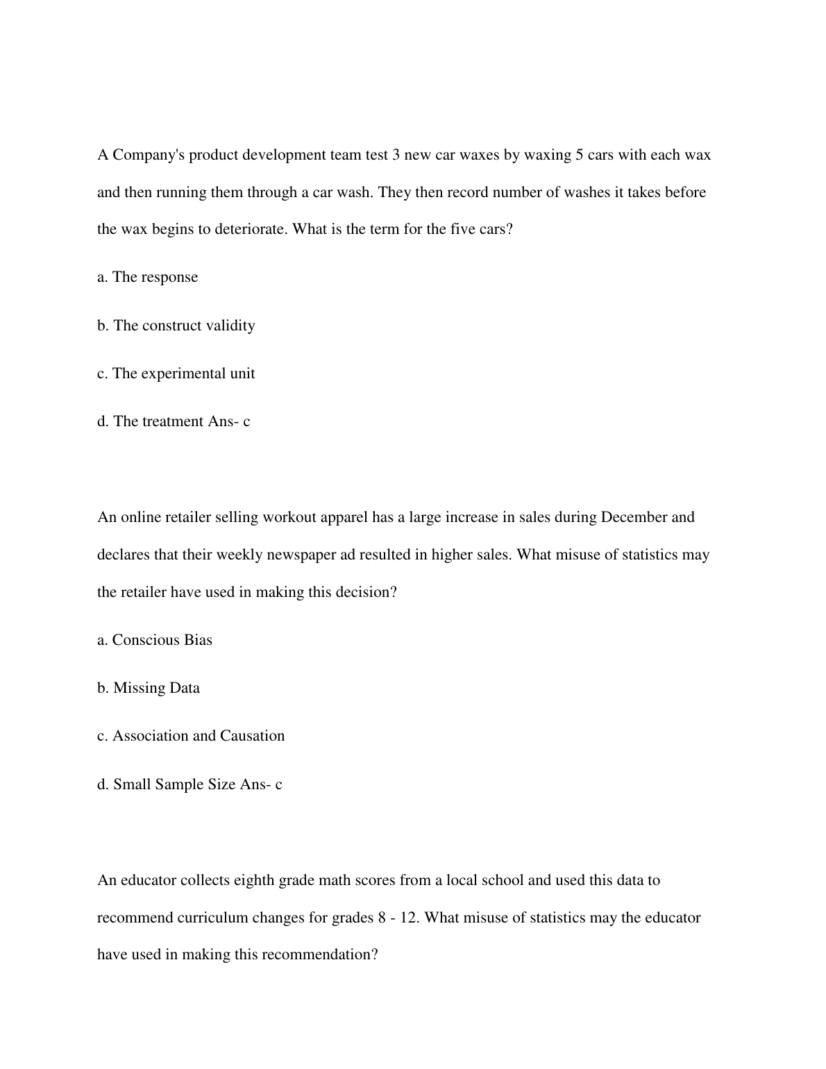 WGU C207 Data Driven Decision Making Test Bank 2024 IMG-3