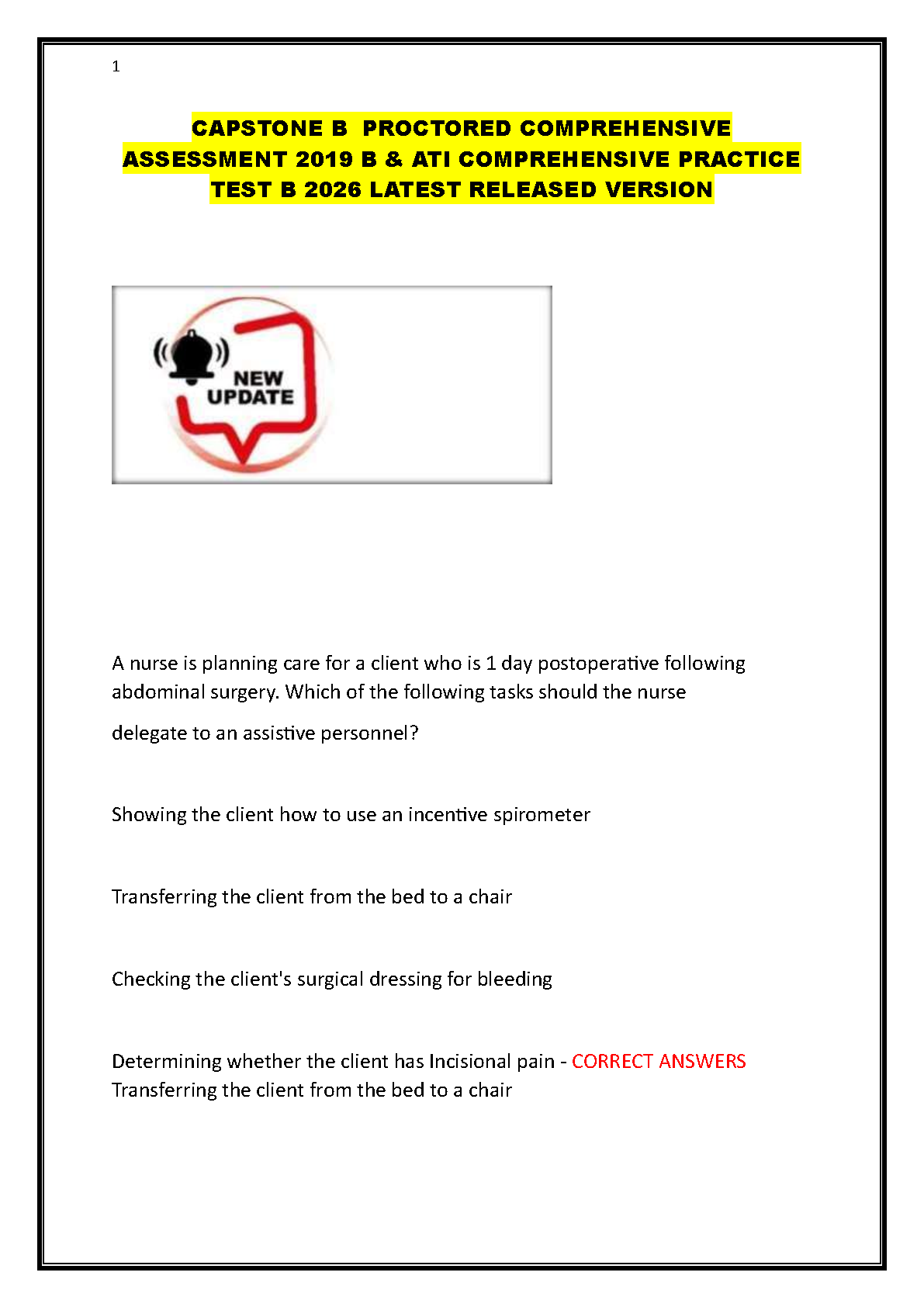 ATI Capstone B Practice Test 2026 | Nursing Exam Prep IMG-1