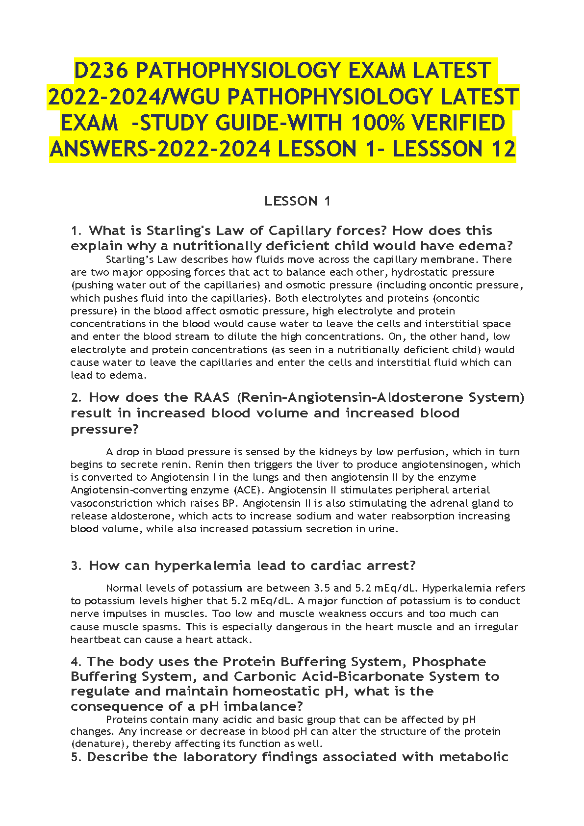 WGU Pathophysiology Exam Study Guide Verified IMG-1