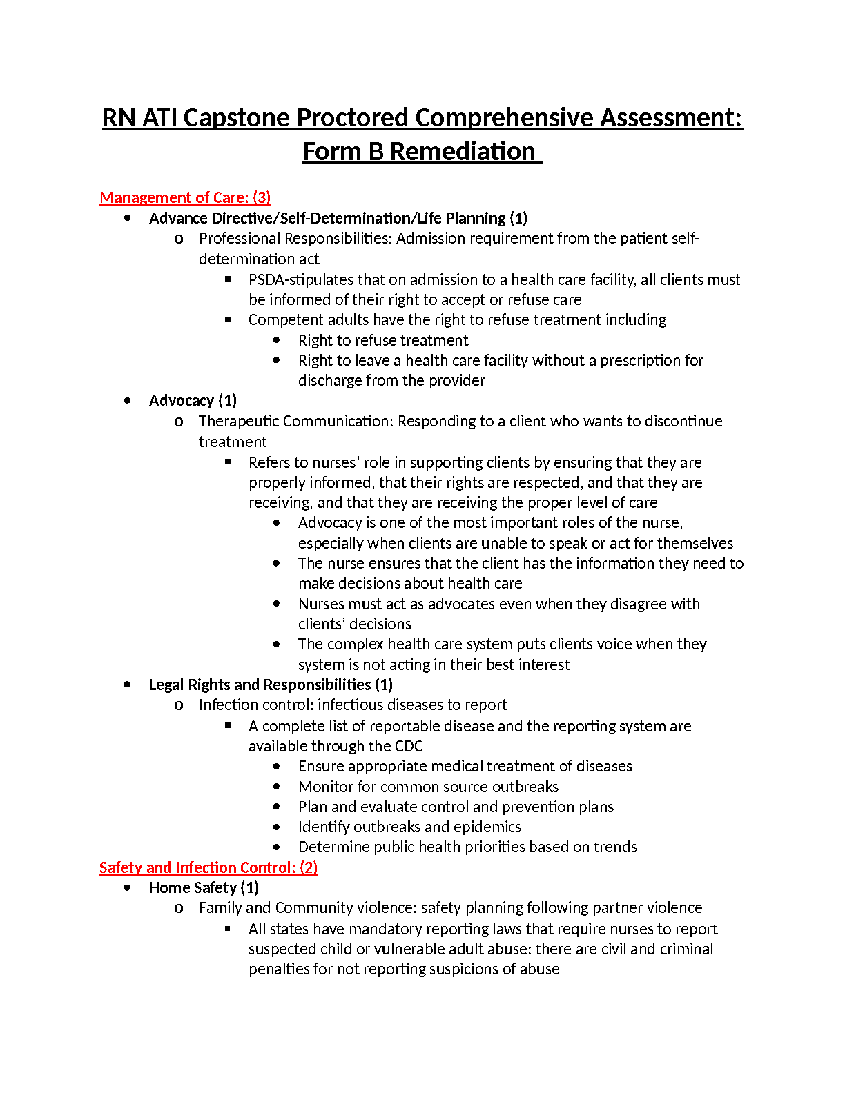 ATI RN Capstone Form B Remediation Study Guide 2026/27
