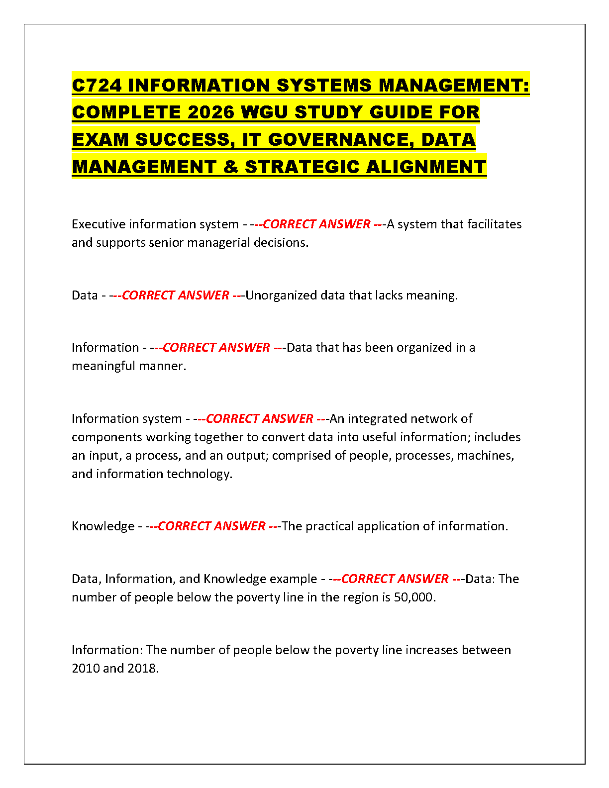WGU C724 Info Systems Mgmt Test Bank & 2025 Study Guide IMG-1