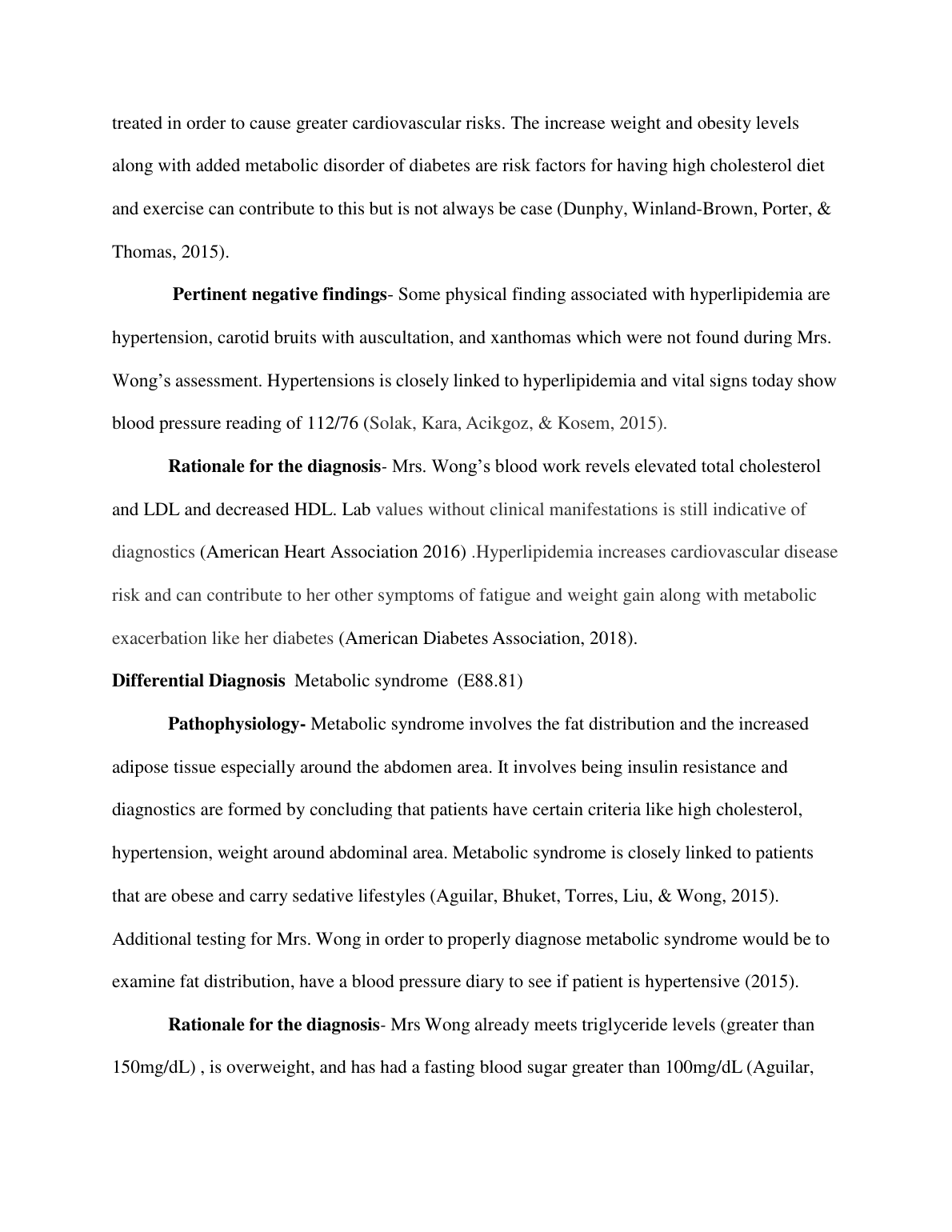 NR 601 Case Study: Mrs. Wong Type 2 Diabetes Management