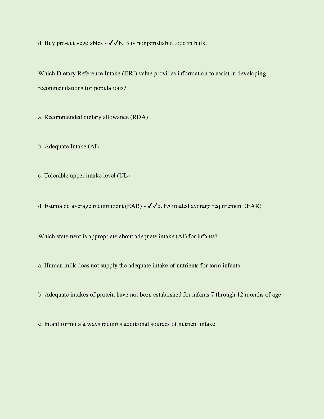 WGU C787 Nutrition Exam Prep Study Guide 2024/2025