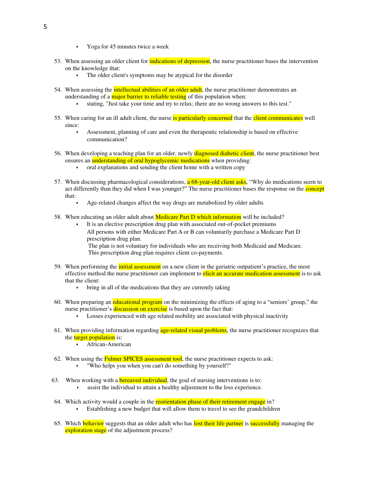 Chamberlain NR 601 Final Exam Qs & As