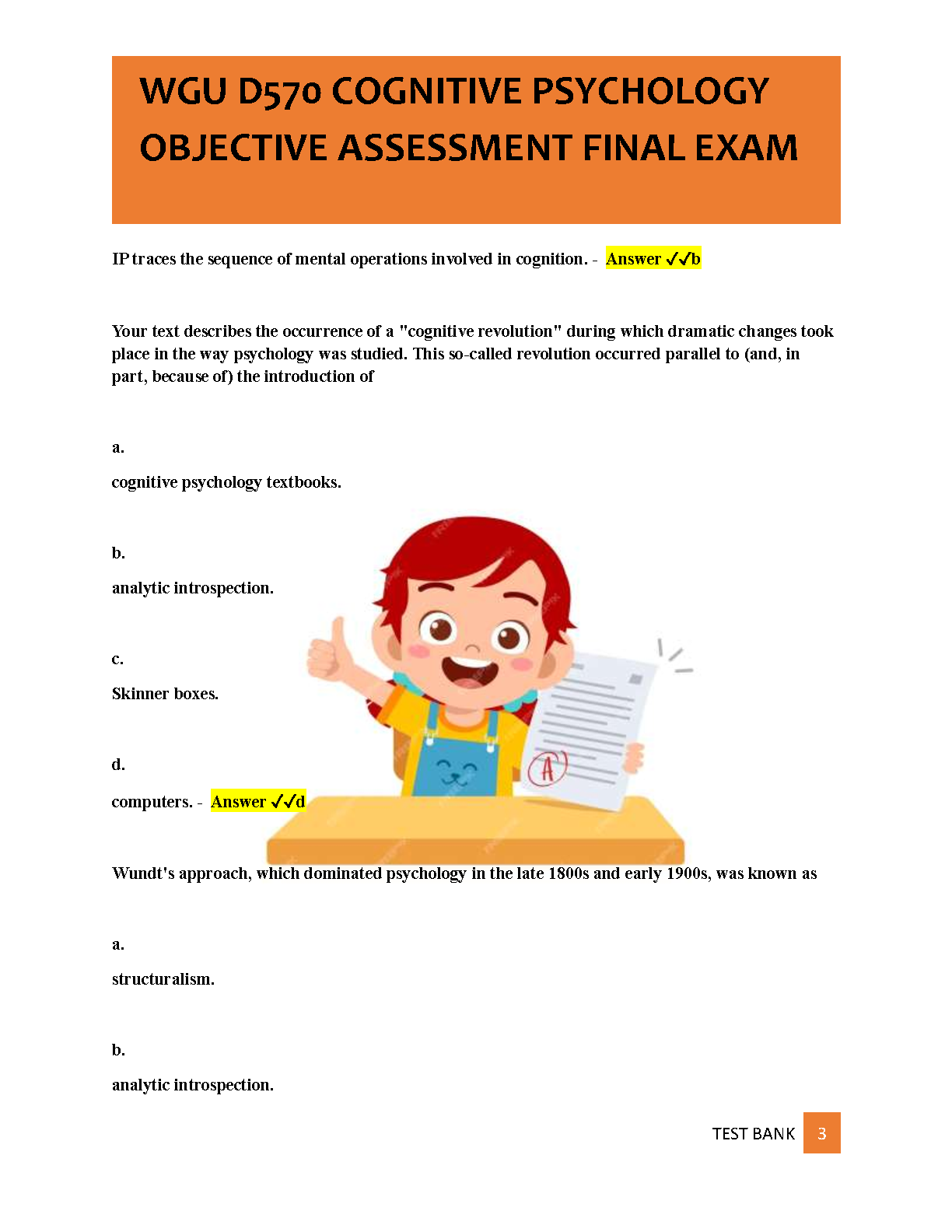 WGU D570 Cognitive Psychology Final Exam Questions Answers IMG-3