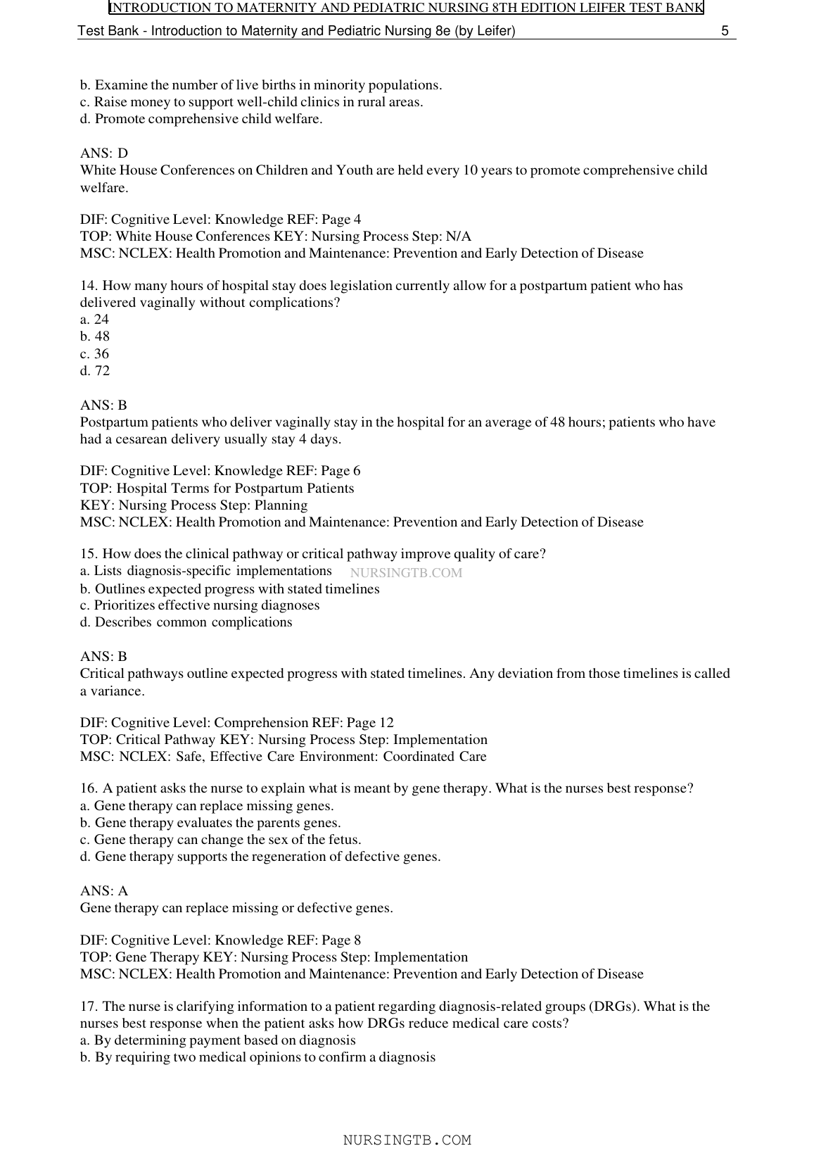 Leifer Maternity Nursing Test Bank 2026/27 Exam Prep IMG-1