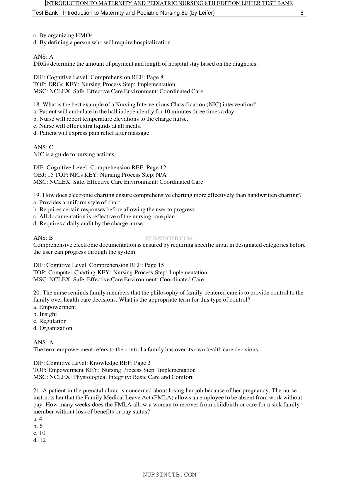 Leifer Maternity Nursing Test Bank 2026/27 Exam Prep