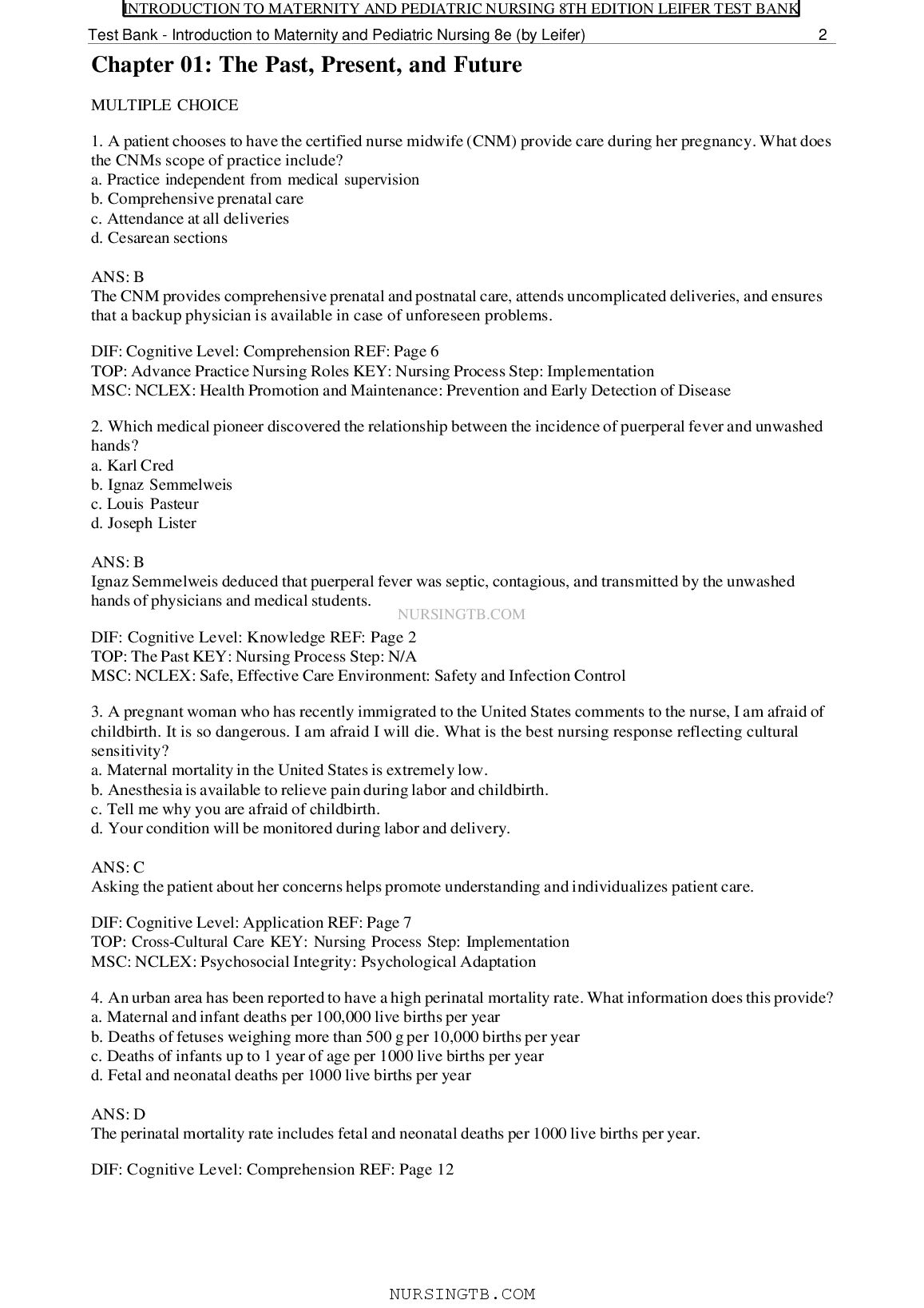 Leifer Maternity Nursing Test Bank 2026/27 Exam Prep