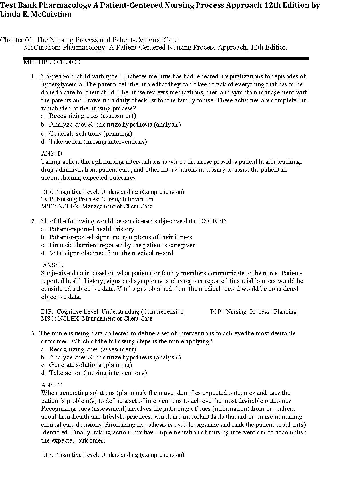 Nursing Pharmacology Test Bank 12e 2026/27