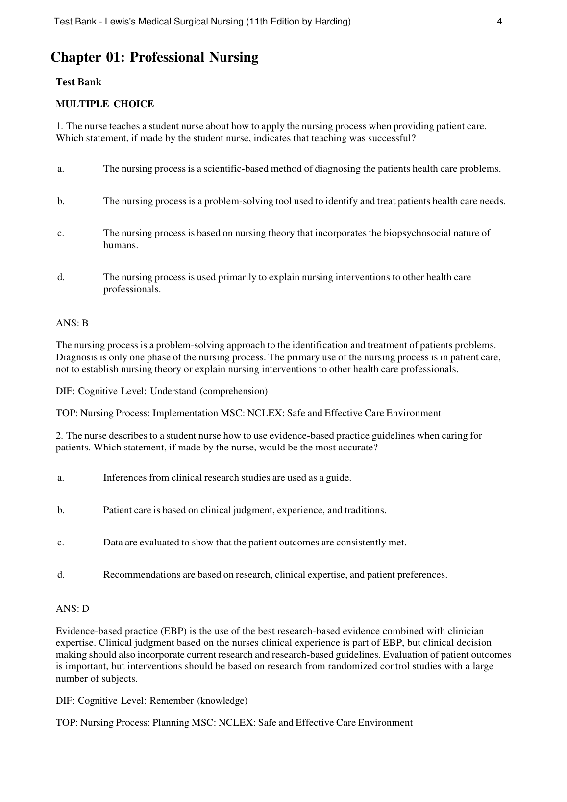 Medical Surgical Nursing Test Bank 2026/27 Lewis 11th Ed IMG-1