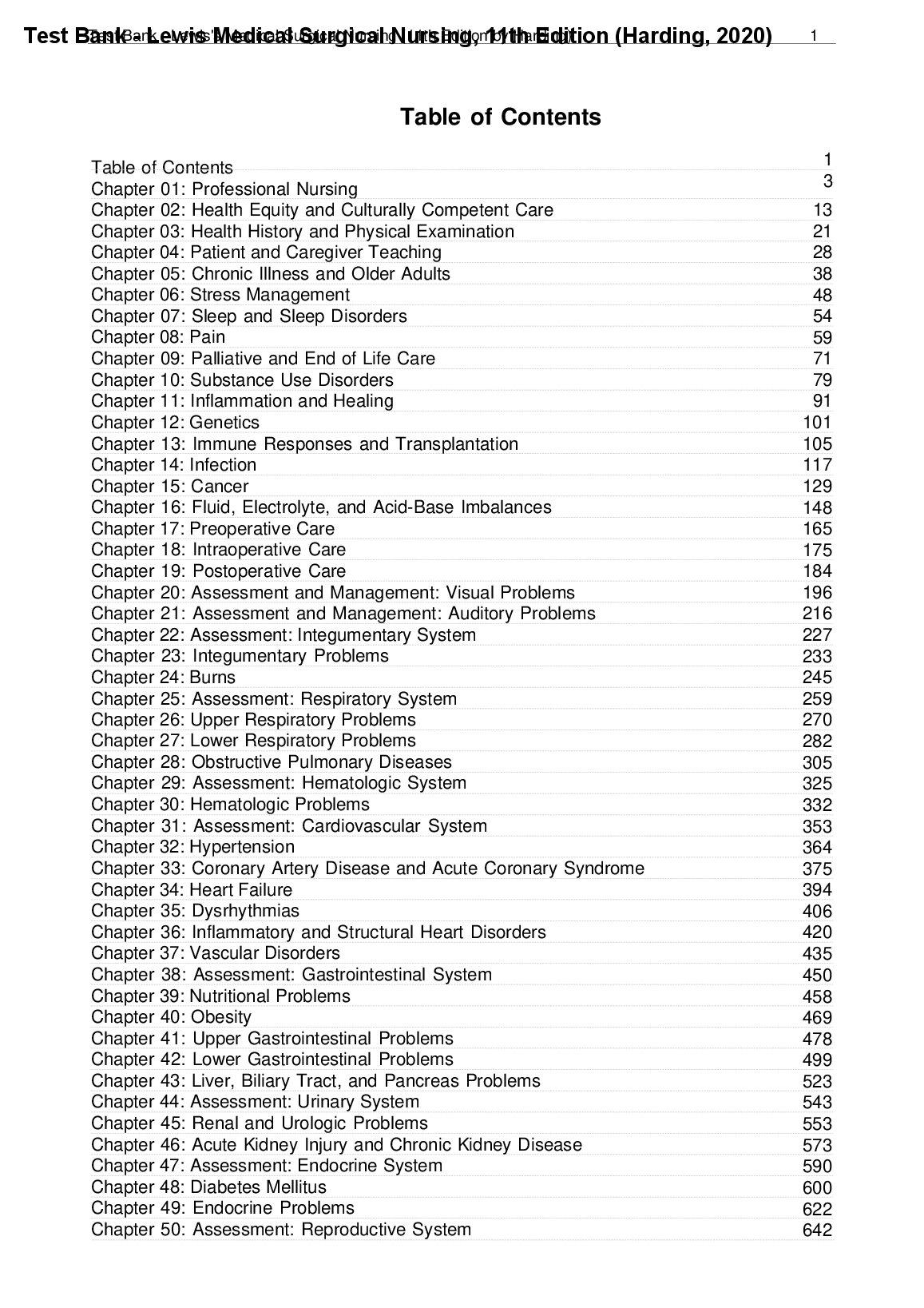 Medical Surgical Nursing Test Bank 2026/27 Lewis 11th Ed