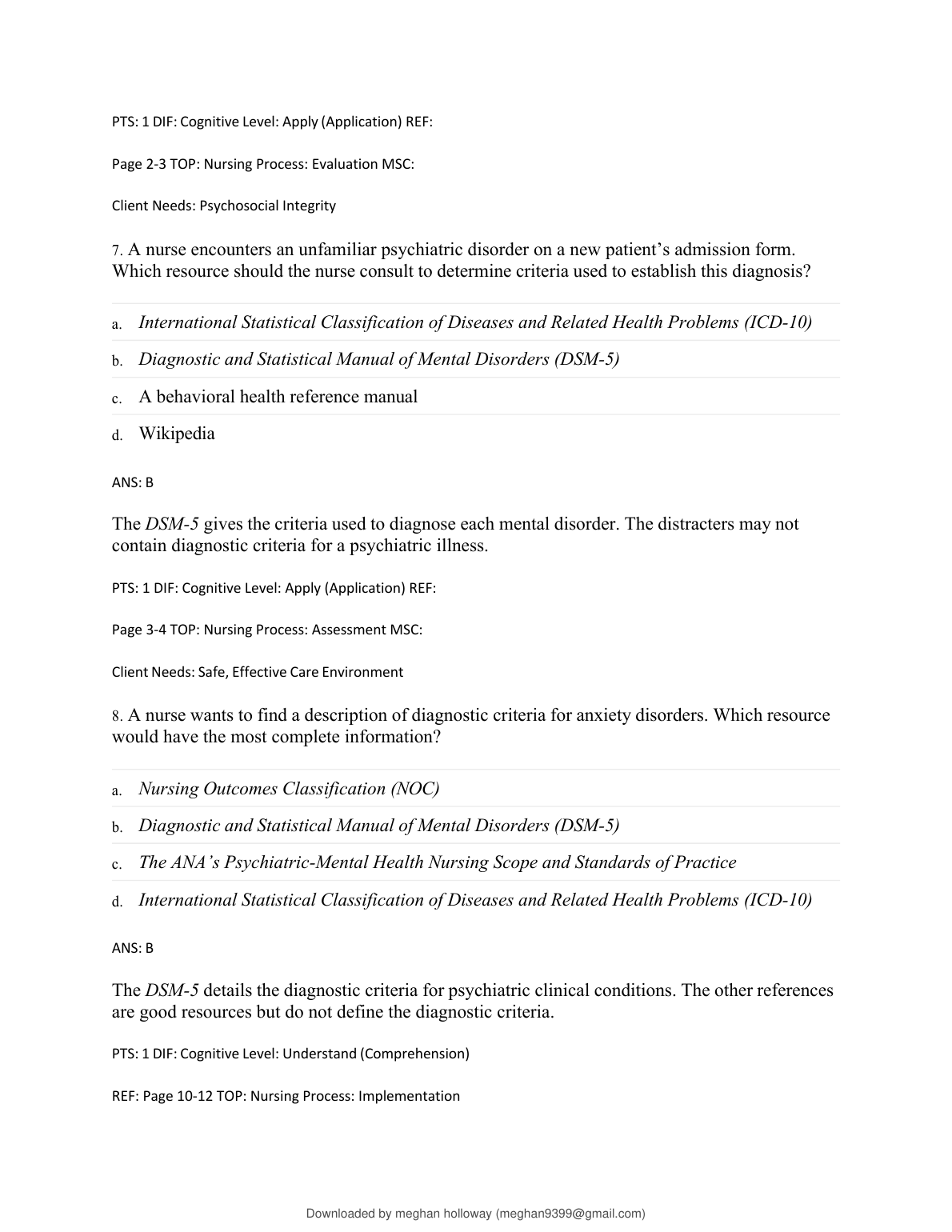 Mental Health Care 8e Test Bank | Nursing Exam Prep 2026/27 IMG-1