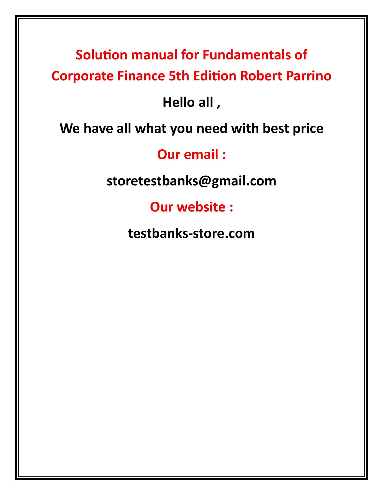 Fundamentals of Corporate Finance, 5th Edition