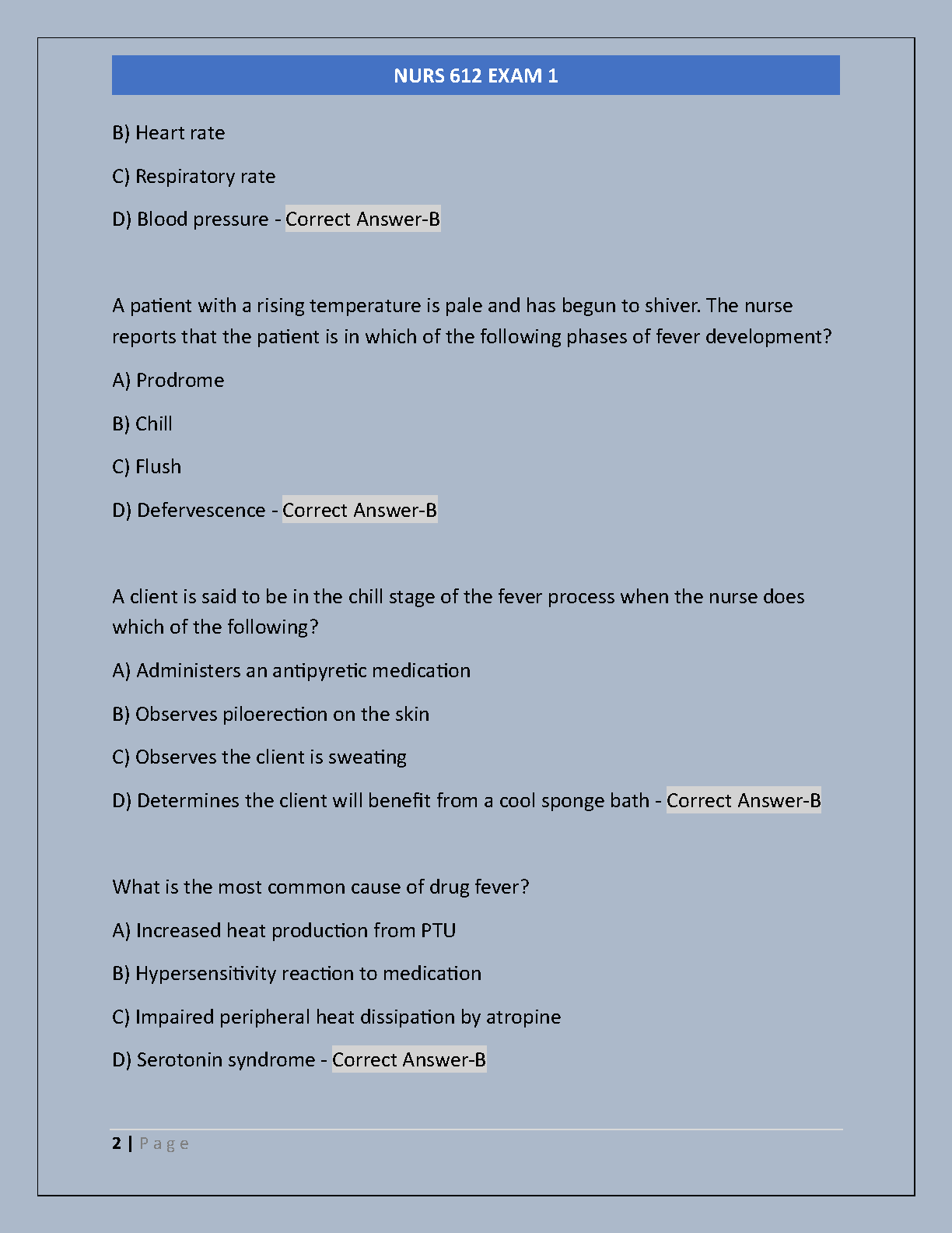 NURS 612 Exam 1 Test Bank 2025-2026 With Verified Answers