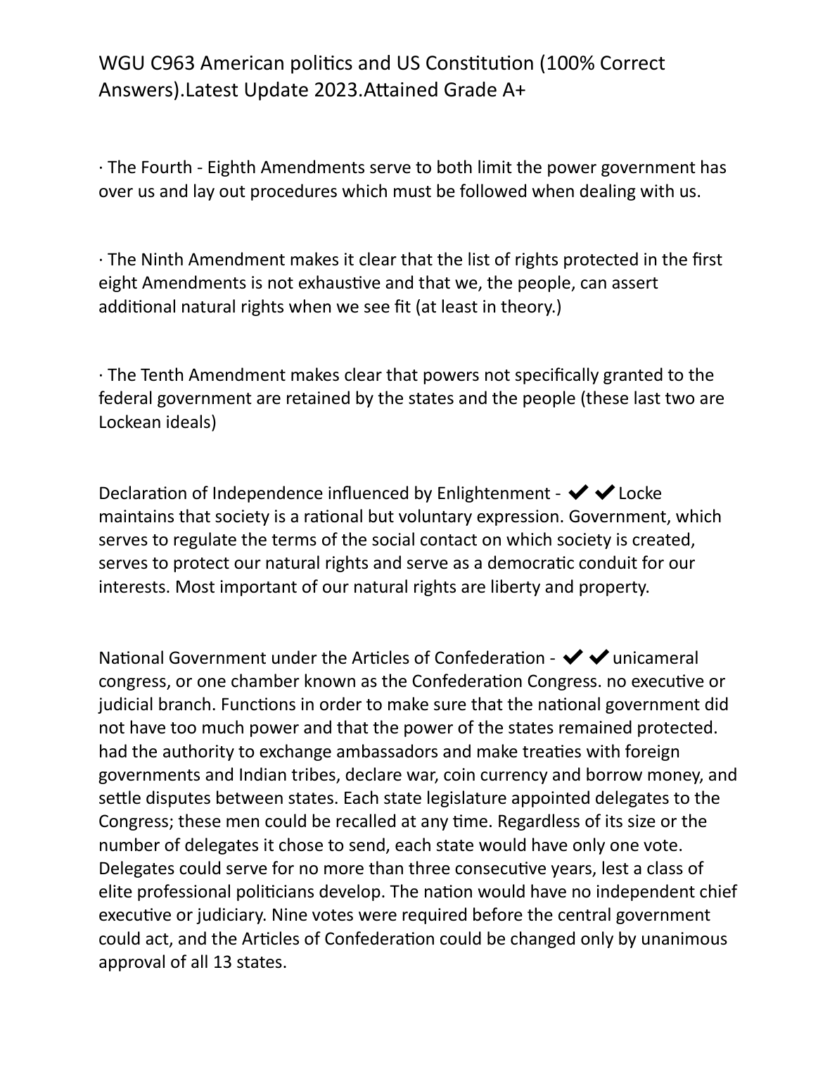 WGU C963 American Politics & US Constitution Study Guide 2025 IMG-1