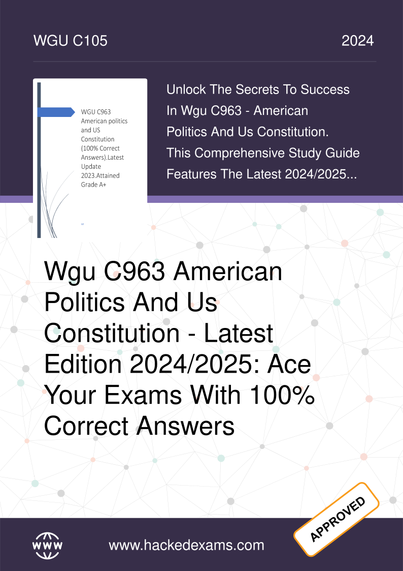 WGU C963 American Politics & US Constitution Study Guide 2025