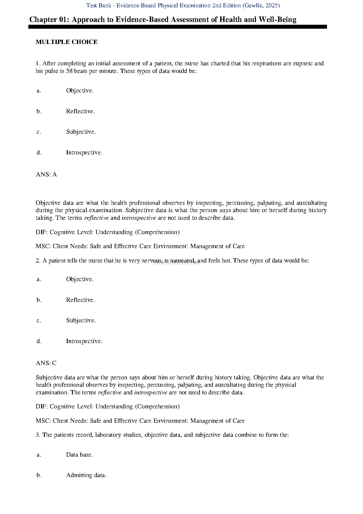 Evidence-Based Physical Exam Test Bank 2nd Ed Nursing IMG-3