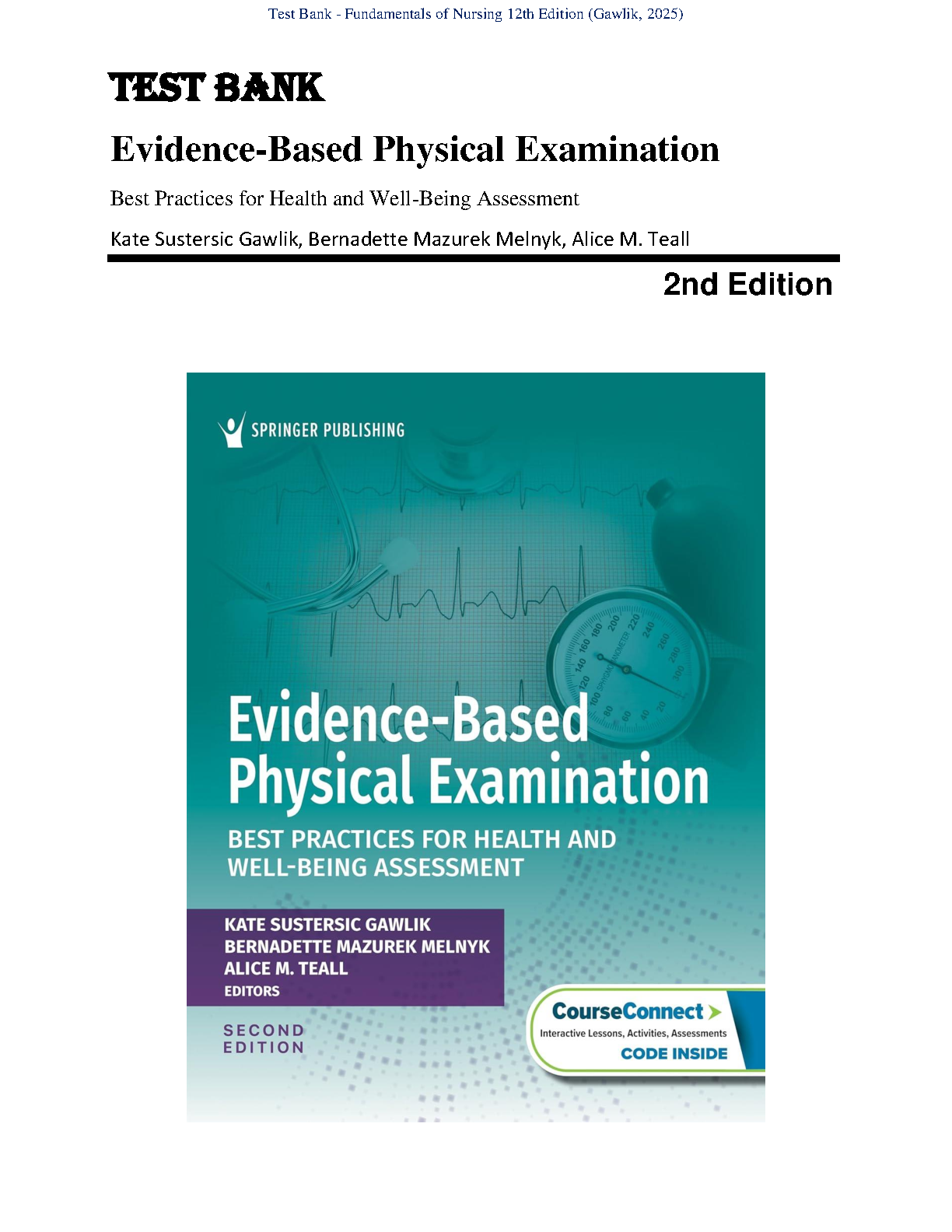 Evidence-Based Physical Exam Test Bank 2nd Ed Nursing