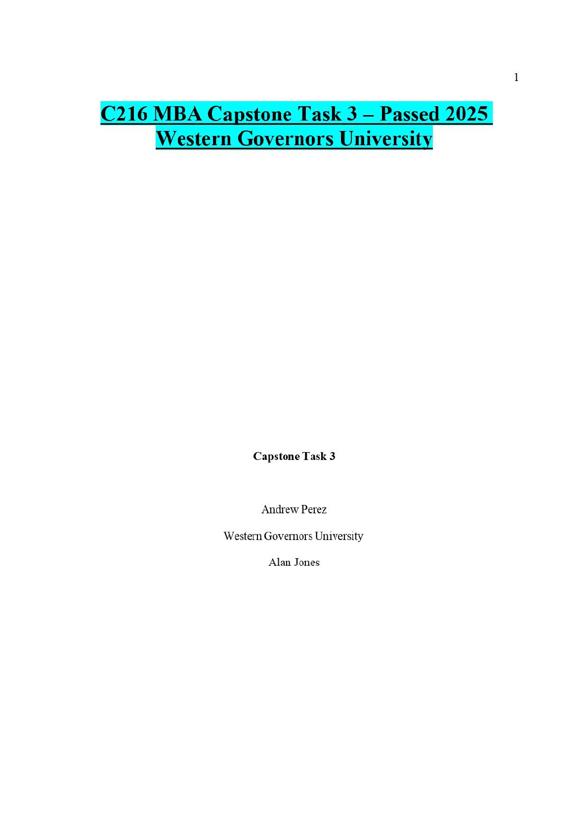 C216 MBA Capstone Task 3 Solutions 2025/2026 WGU Guide IMG-1