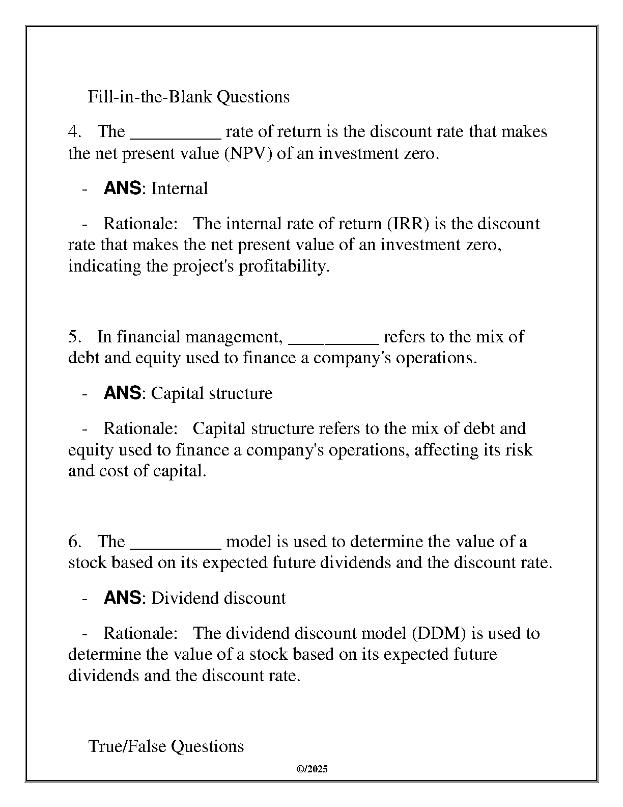 WGU C214 FINC 6000 Financial Mgmt Q&A 2025 Study Guide IMG-3