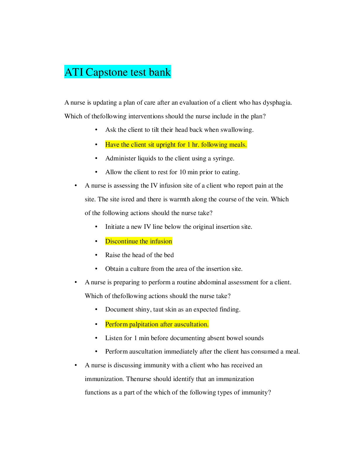 ATI Capstone Test Bank Nursing Exams 2026/2027