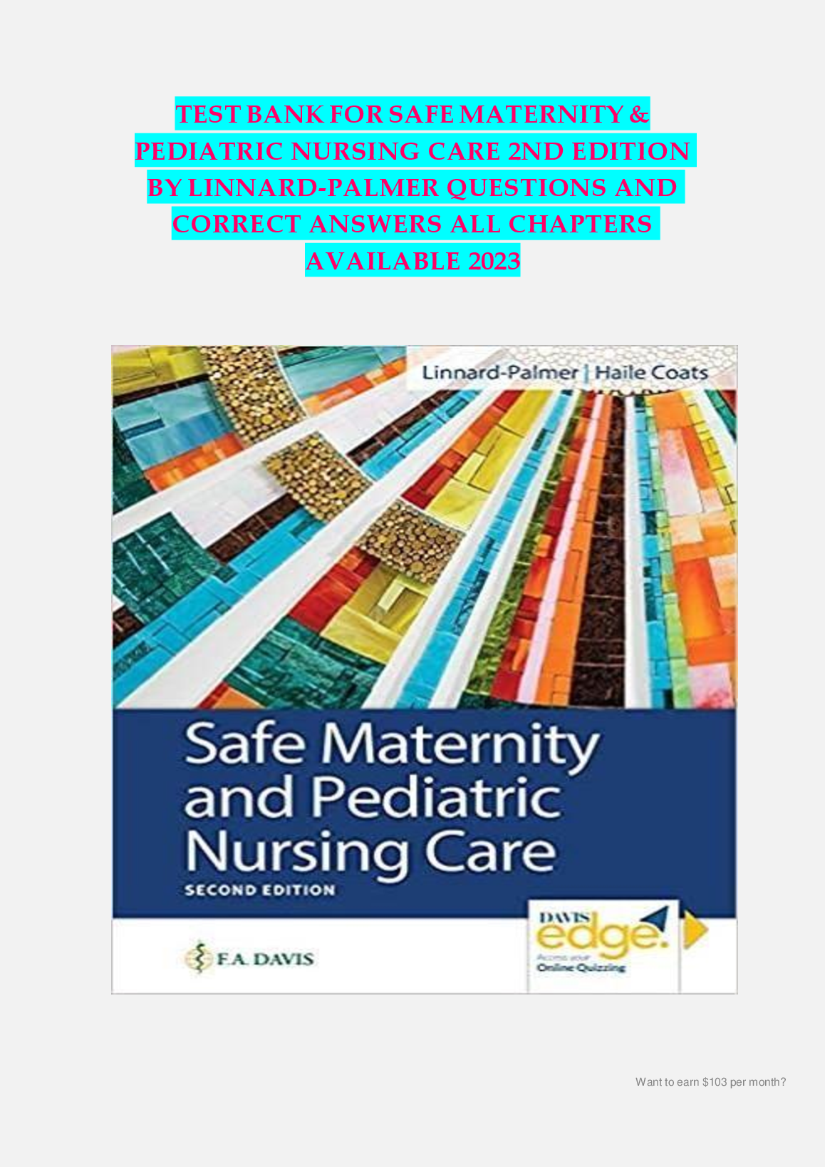 Maternity Pediatrics Nursing Test Bank 2026/27 Edition