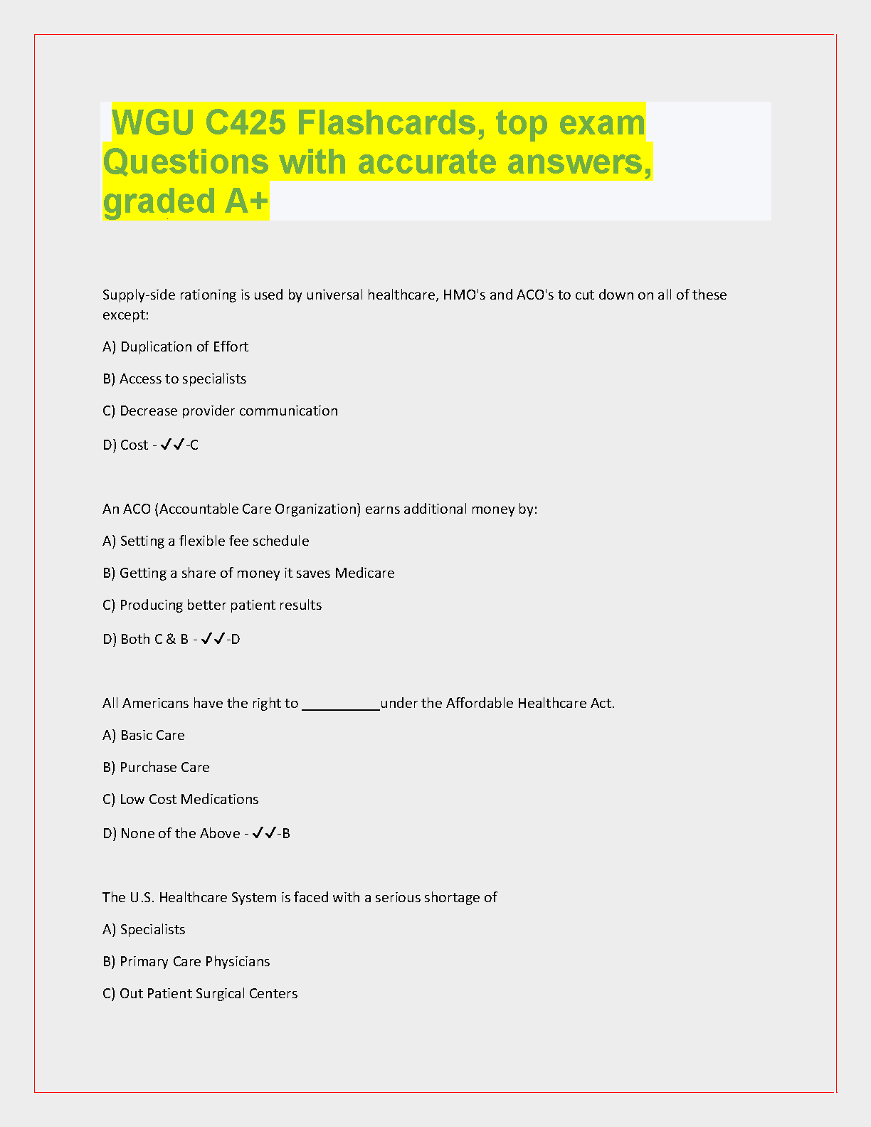 WGU C425 Flashcards 2024-2025 Exam Prep Guide
