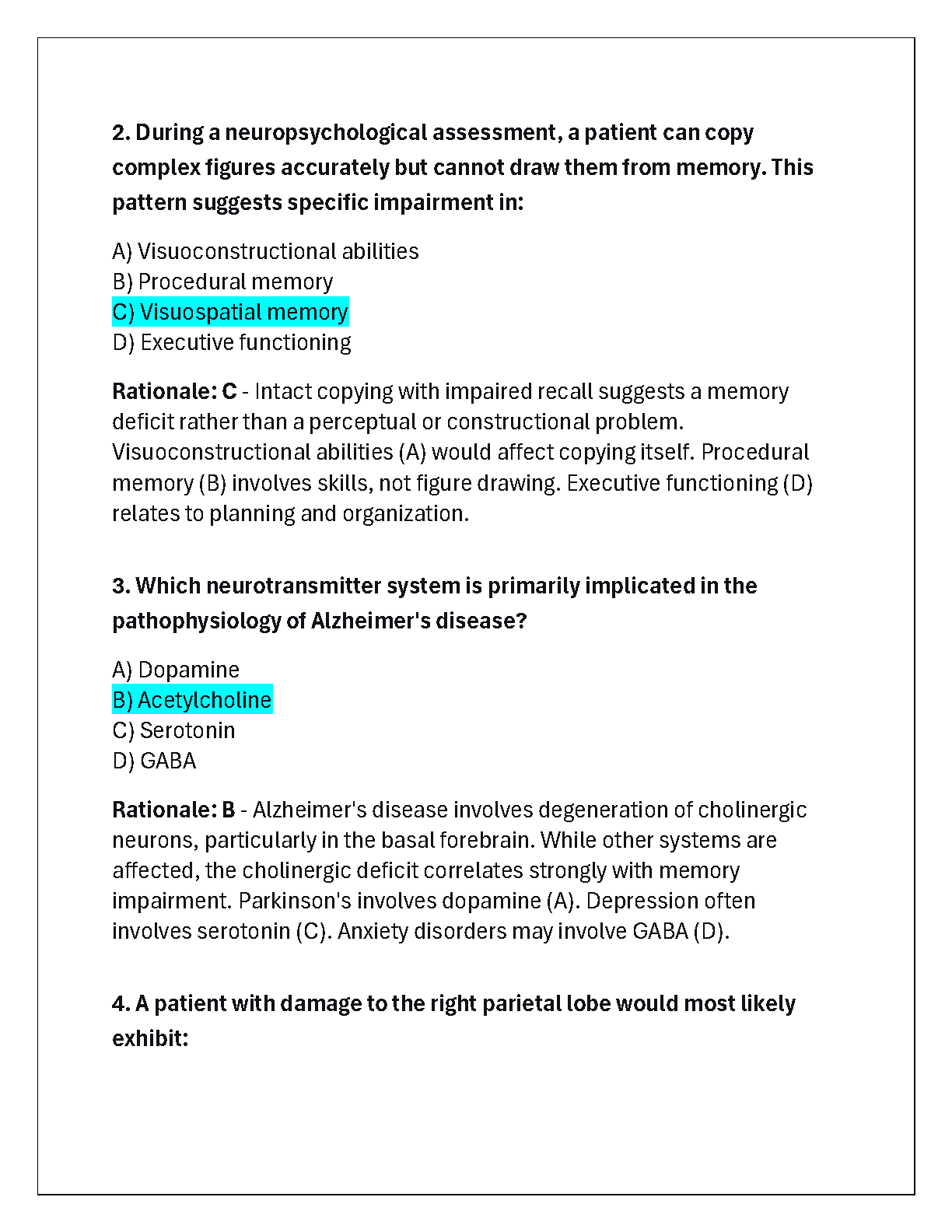 WGU D574 Neuropsychology OA Study Guide V1 V2