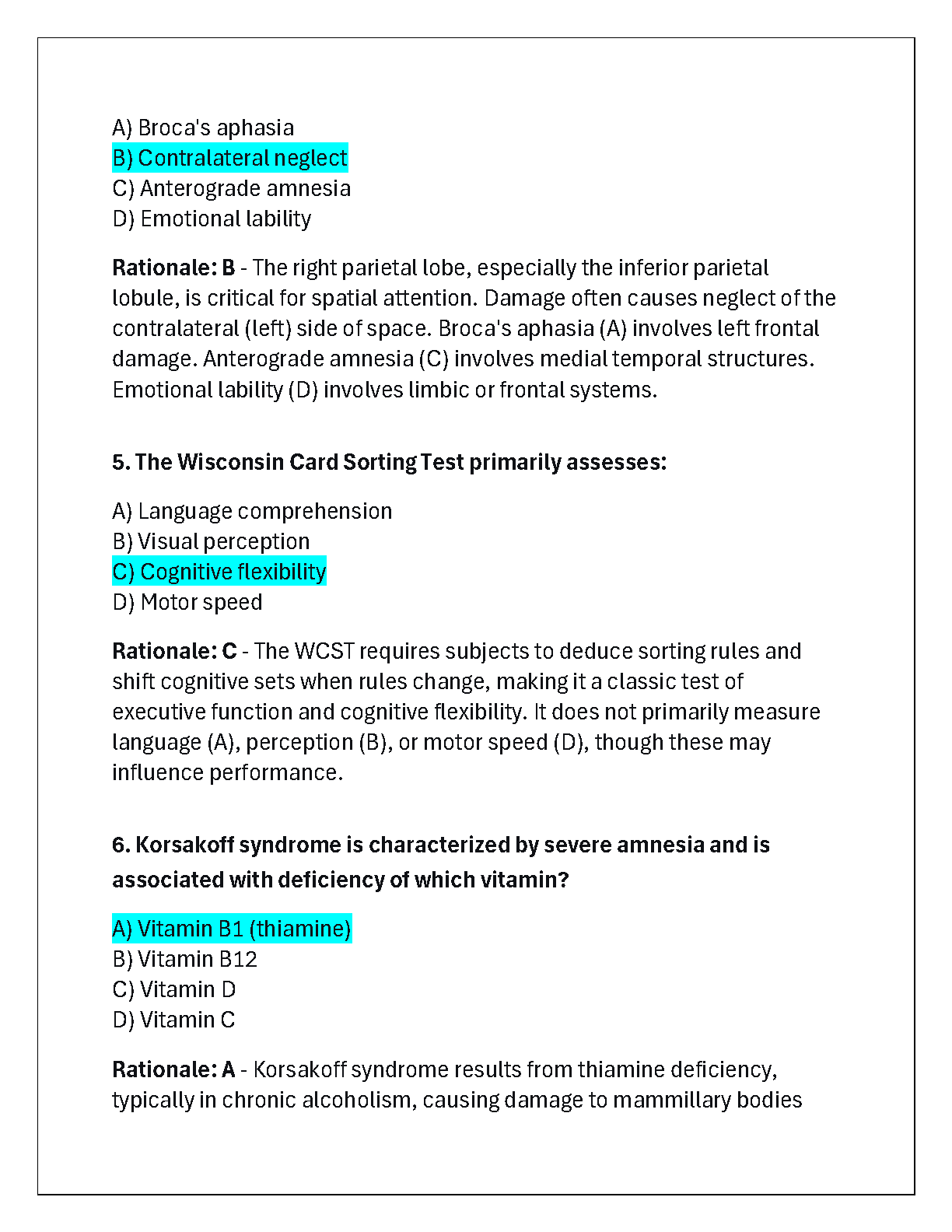 WGU D574 Neuropsychology OA Study Guide V1 V2 IMG-3