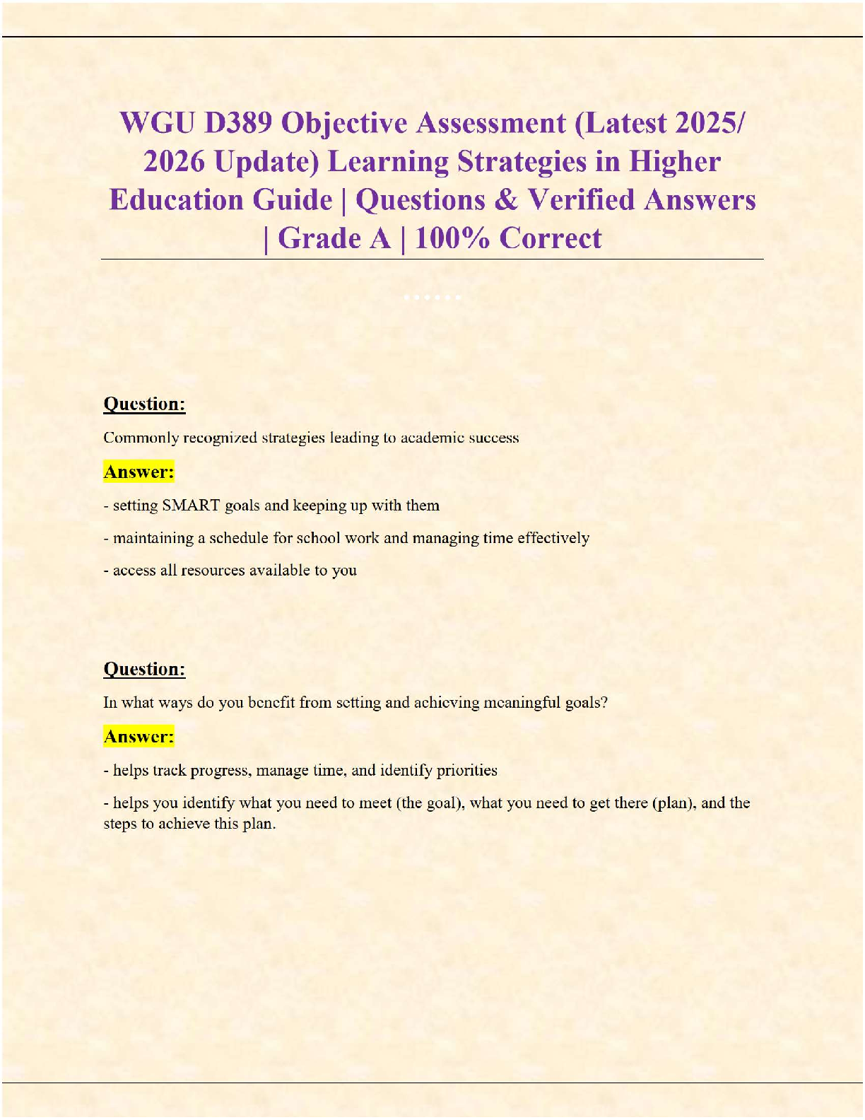 WGU D389 Learning Strategies Exam Prep & Verified Answers IMG-1