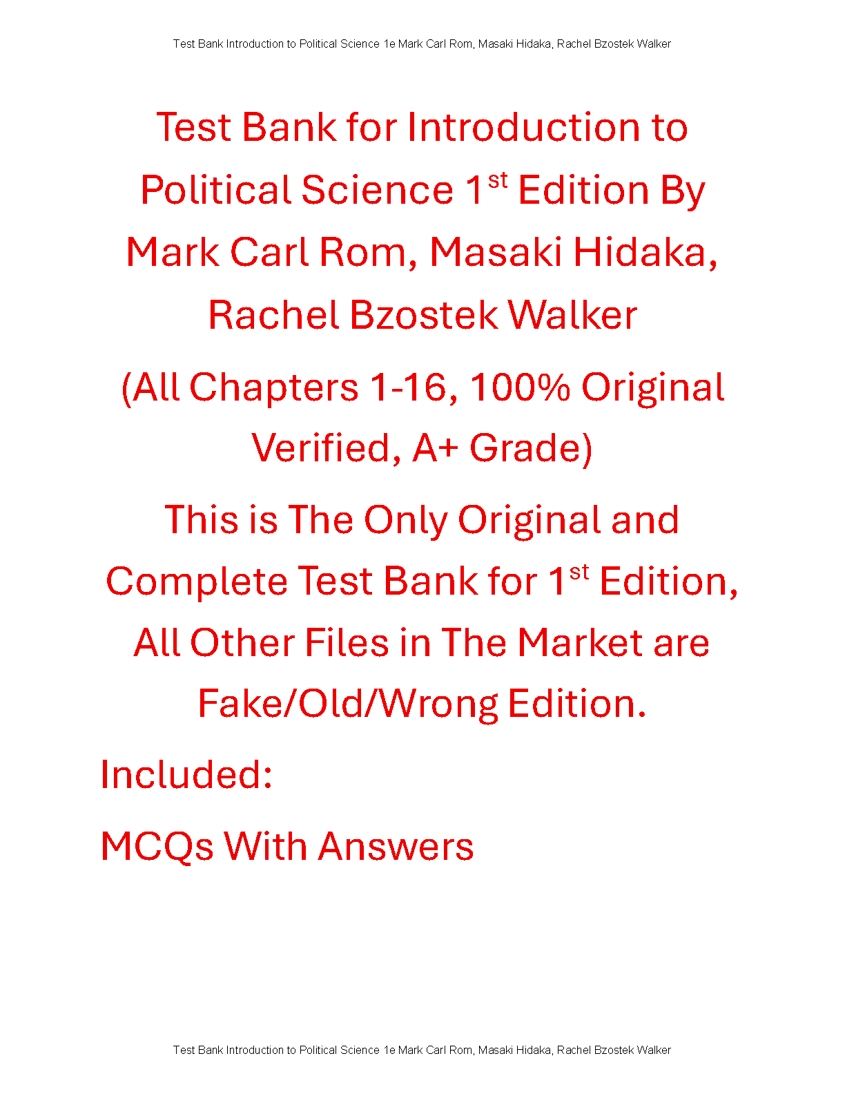 Political Science Test Bank Chapters 1-16
