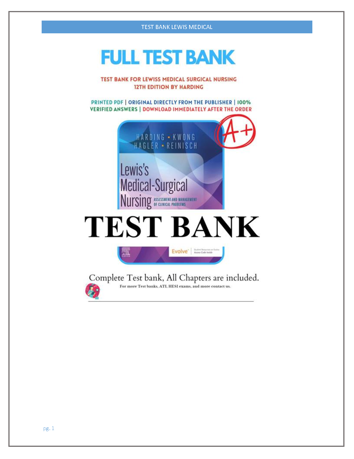 Lewis Med Surg Nursing 12e Test Bank 2026/2027 IMG-1