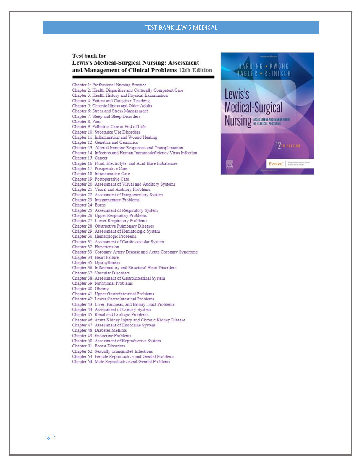 Lewis Med Surg Nursing 12e Test Bank 2026/2027